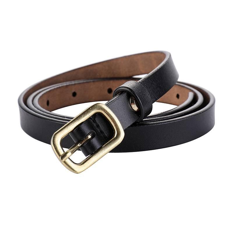 Genuine Leather Womens Belt Fashionable Twotone Cowhide Slim Waist Accessory With Alloy Buckle For Office