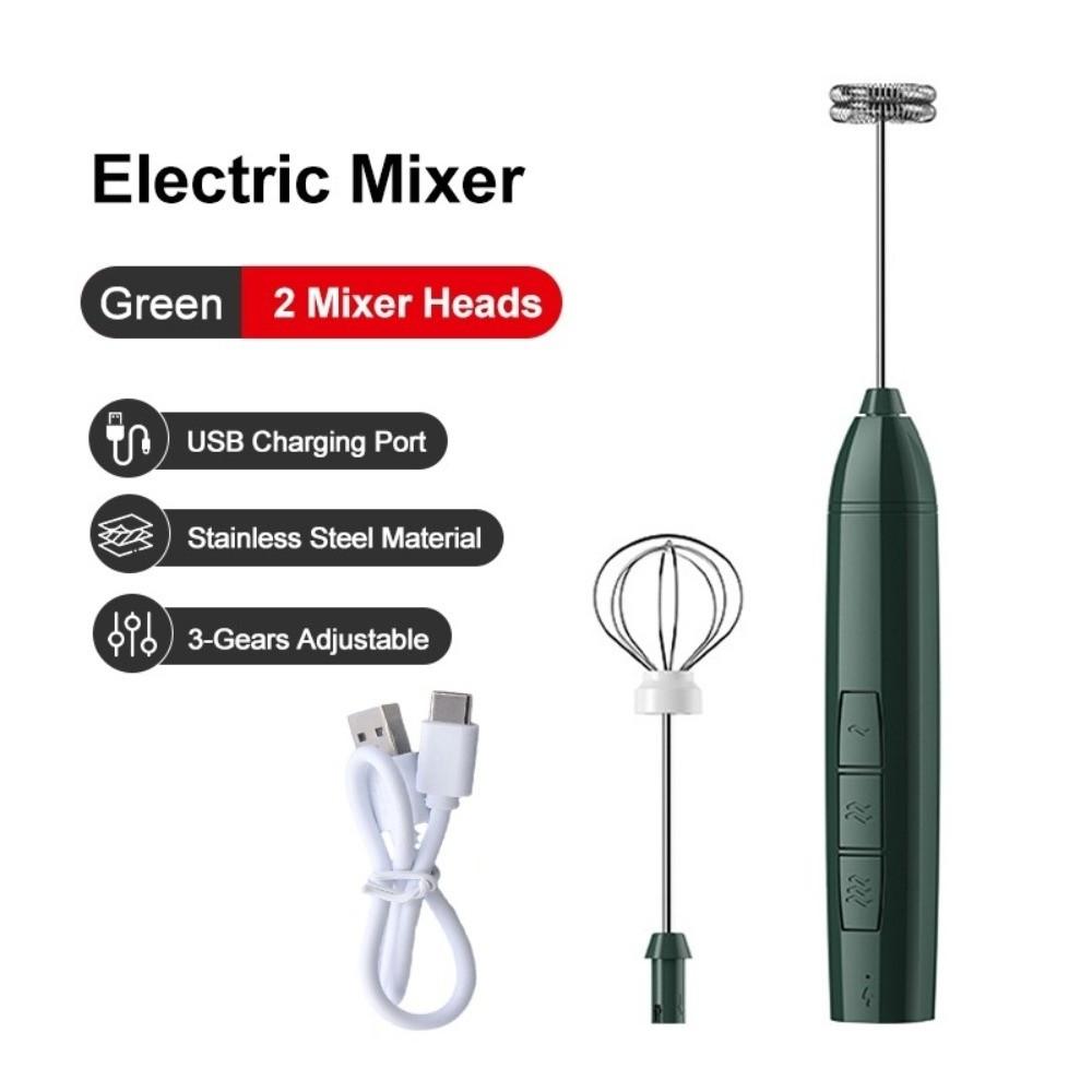 USB Rechargeable Electric Milk Frother 3 Gear Speed Egg Beater Blender Foam Mixer  Cream