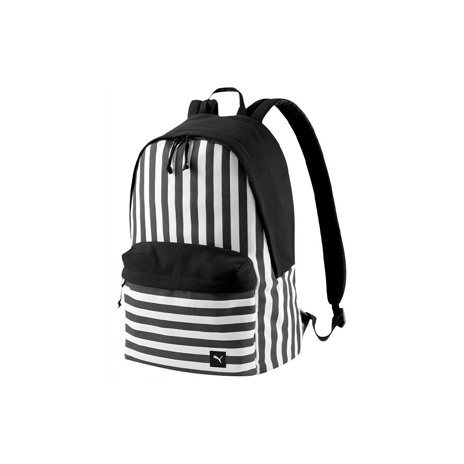 Puma Striped Fabric Backpack Unisex Backpacks Black White 077174-01 Black White