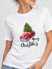 (Asian Size) Tree Printing Christmas New Year Clothing T Shirt Women Fashion Festival Tee Top Print Female Woman Short Sleeve Graphic T-shirts