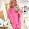 Women's Loose Two Piece Short Set Half Sleeve Pocket Tee Solid Casual Loungewear Matching Outfit