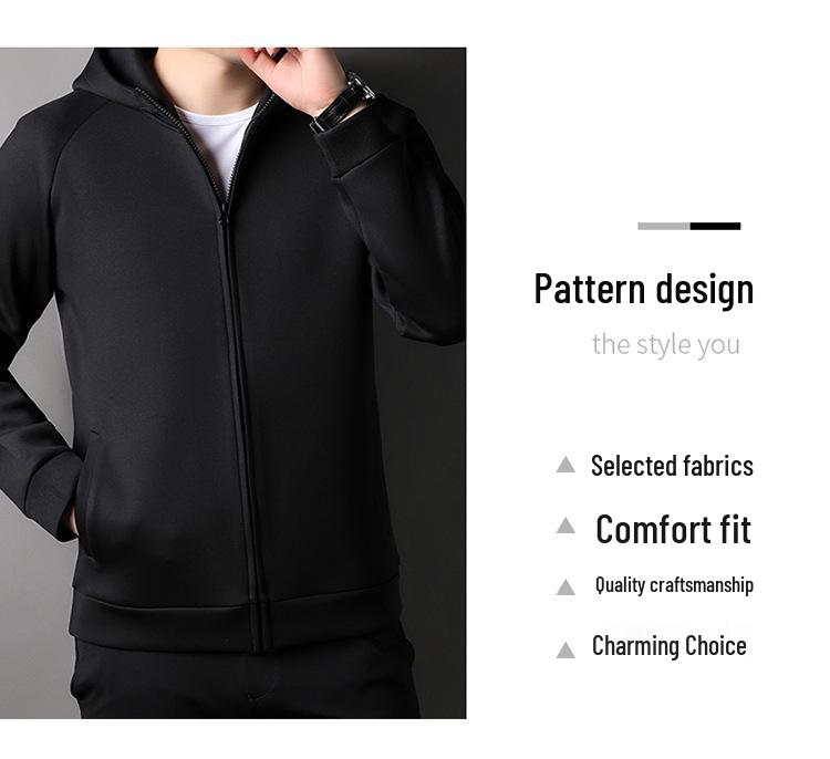 Men's Hooded Zipper Sweatshirt Jacket - Casual Spring/Autumn Trendy Sport Cardigan