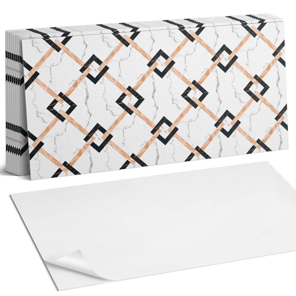 Paczka Kafelków Winylowych Z Dekorem Do Kuchni Lub Łazienki Geometryczne Wzory Marmurowe 10X40X20 Cm