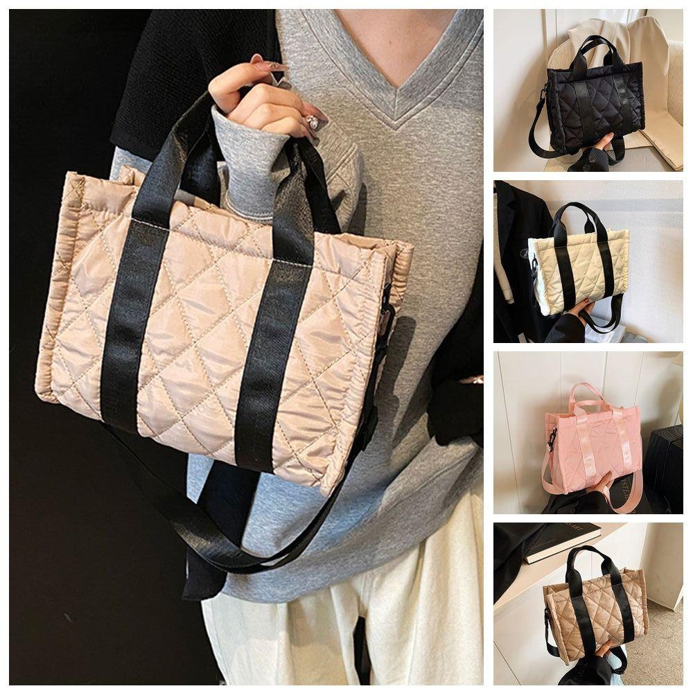 Rhombus Plaid Korean Shoulder Bag Korean Style Small Puffer Bag  Office Worker