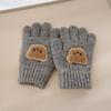 Guantes de Punto para Niños Guantes Elásticos de Dedos Completos Bordado Oso Guantes Cálidos de Invierno para Niños Niñas de 3 a 7 Años Ciclismo Deportes