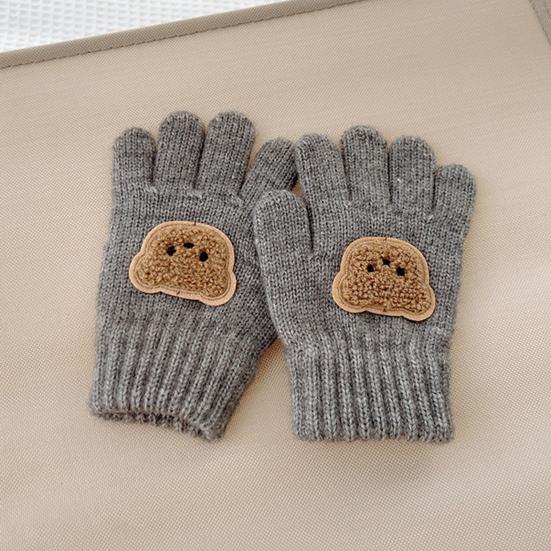 Guantes de Punto para Niños Guantes Elásticos de Dedos Completos Bordado Oso Guantes Cálidos de Invierno para Niños Niñas de 3 a 7 Años Ciclismo Deportes