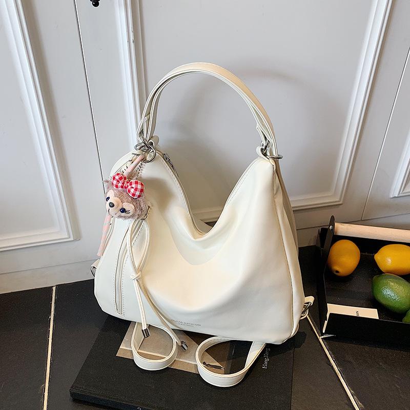 

Модная женская летняя новая повседневная сумка-тоут через плечо на двойном плече большого объема белый