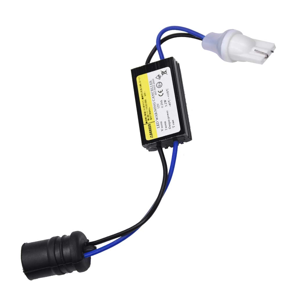 YUNPICAR T10 W5W Warning Light Warning Light with Built-in Warning Canceller, Wedge Socket, , 2 Pack (t10 Bulb-Off Warning Light)