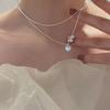 Elegante Damen S925 Sterlingsilber Perlenanhänger Halskette - Leichte Luxus Schlüsselbeinkette