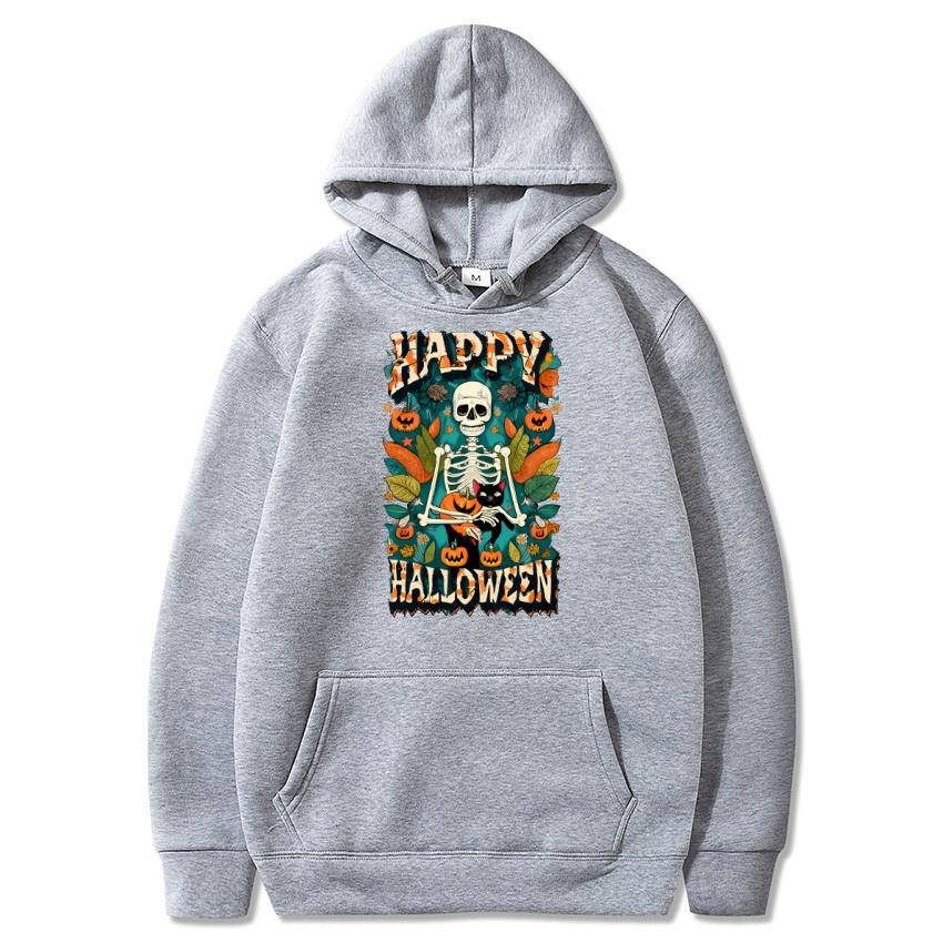 Happy Halloween Autumn Winter Fleece Hoodie Street Fashion Hoodie Men's and Women's Casual Long Sleeve Warm Hoodie