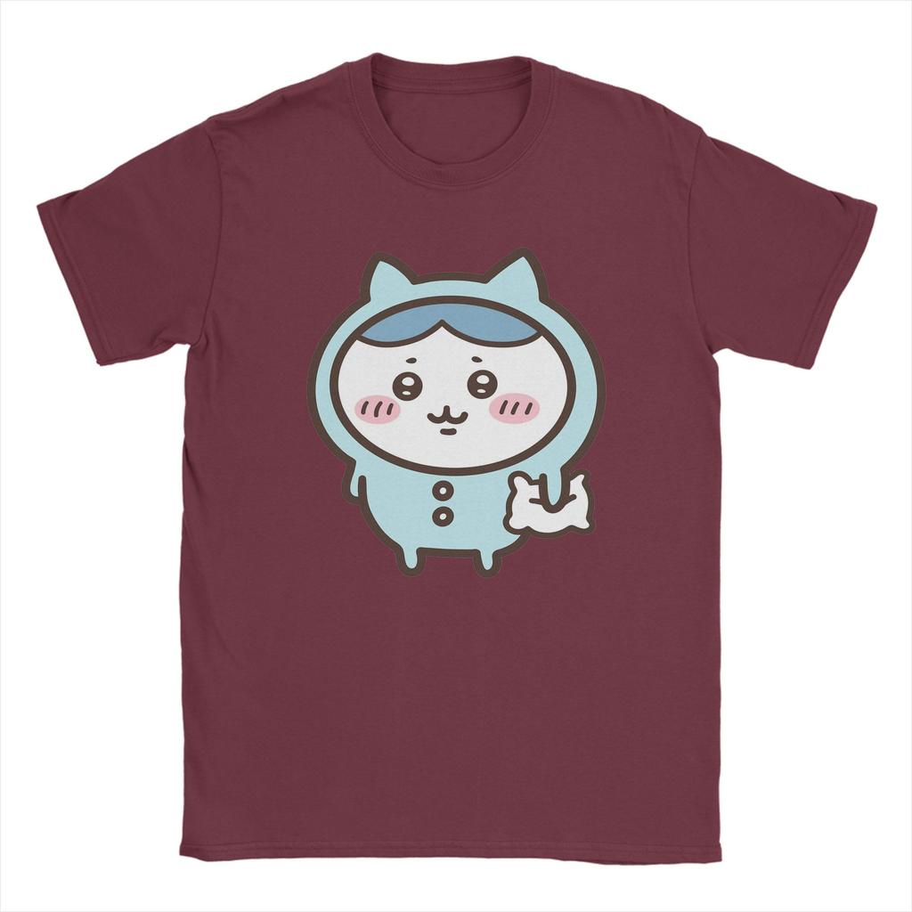 Hachiware In Blue Pajamas Chiikawas T Shirt Unisex 100 Cotton Tshirt Round Collar Tee Shirt Short Sleeve Clothing Printed