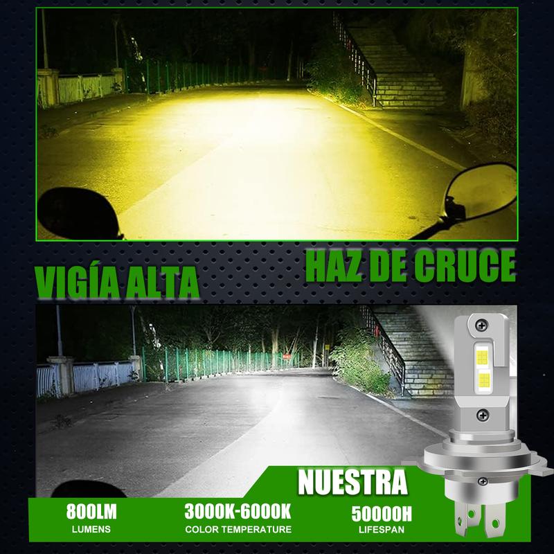 1Pcs H4 LED Moto Headlight Bulb 60W 6000LM Halogen Size Motorcycle Light Hi-Lo Beam Turbo Fan Super Bright 6000K 12V