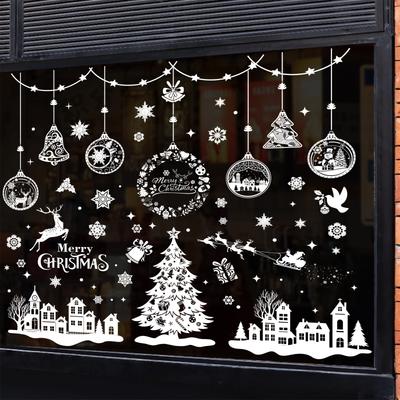 New Christmas Decorations Christmas Window Stickers White Snowflake Window Stickers Window Decoration Markless Stickers