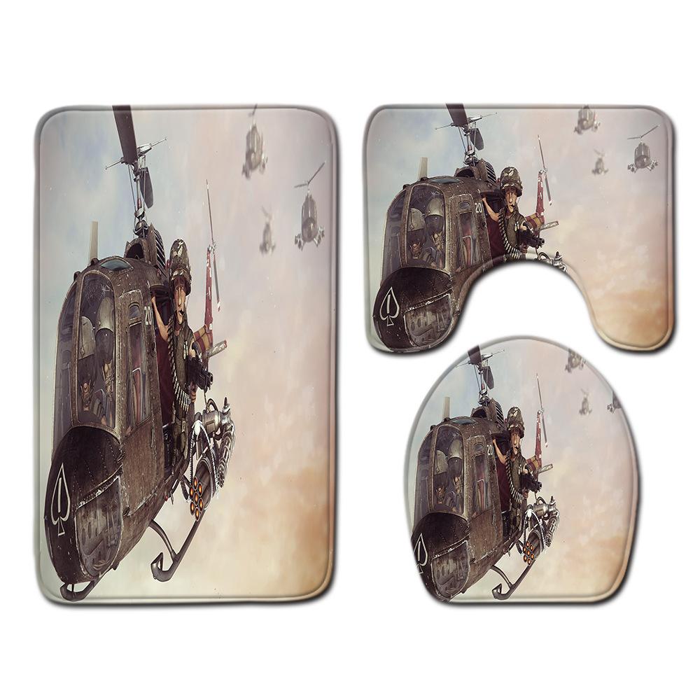 Animation Bathroom Floor Mat Three-Piece Bathroom Carpet Toilet Mat Set Door Mat Bathroom Non-Slip Mat