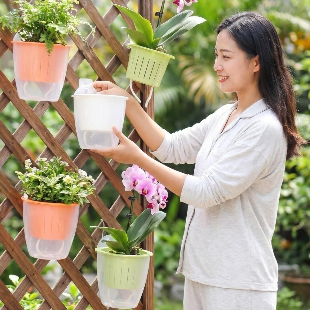 Space Saving Hydroponics Plant Pot Plastic Lazy Plant Pot Self Watering Flower Pots Indoor Use