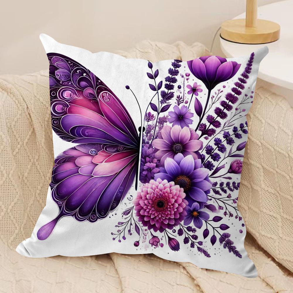 Watercolor butterfly Cushion Cover Soft Plush Fabric DoubleSided Printed Cushion Covers for All Seasons Modern HomeDecor Gift