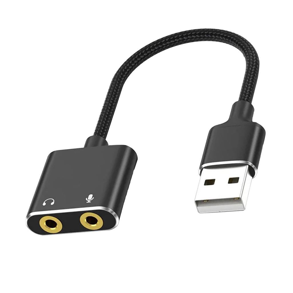 USB to 3.5mm Adapter USB2.0 External Stereo Sound Card Converter Adapter with Headphone and Microphone Jack for PC