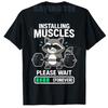 Funny Raccoon Workout Gym Fitness Weightlifting TShirt Y2k Lovely Animal Weightlifting Apparel Installing Muscles Novelty Gifts