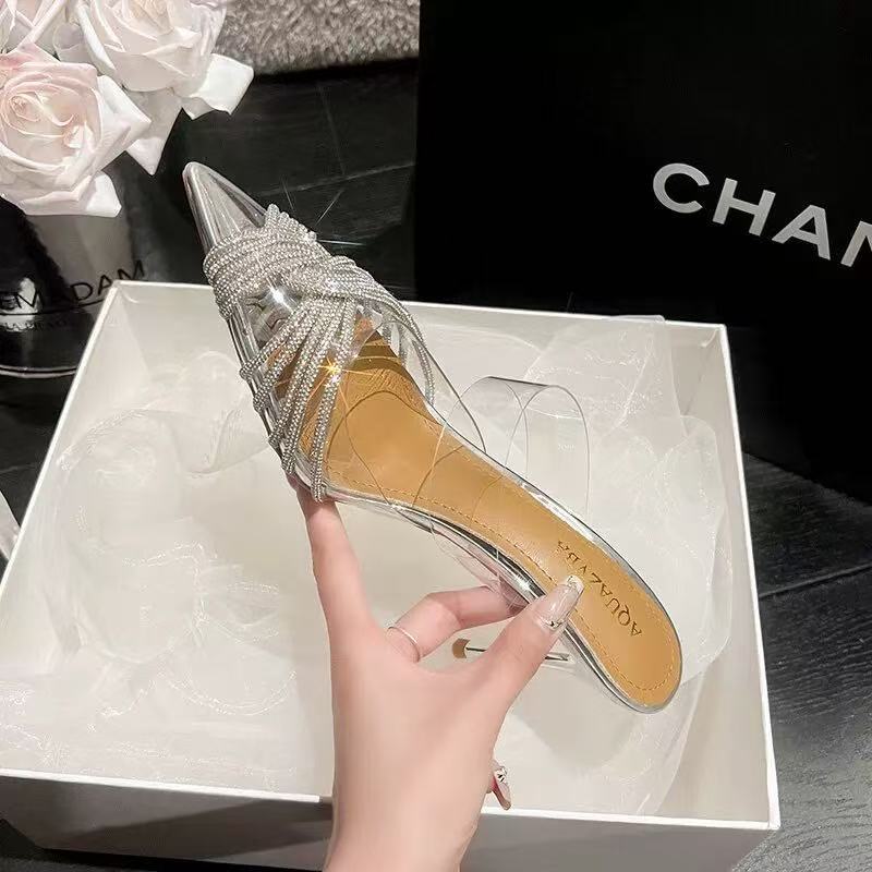 Fashion 2025 Women Sandals Peep Toe Sexy Summer Women Mules Sandals Elegant Chic Super Thin High Heels Office Lady Party Shoes Women