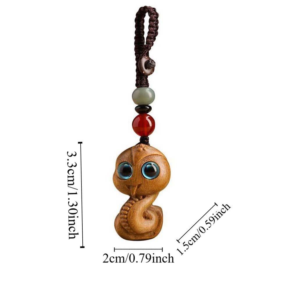 Mini Zodiac Snake Keychain Waterproof Green Sandalwood Phone Chain Ornament  Women