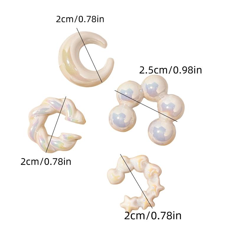 Set di 4 Braccialetti per Orecchie da Donna Senza Foro  Colorati Trasparenti Dopamina Irregolari a Forma di C Clip On Orecchini Gioielli