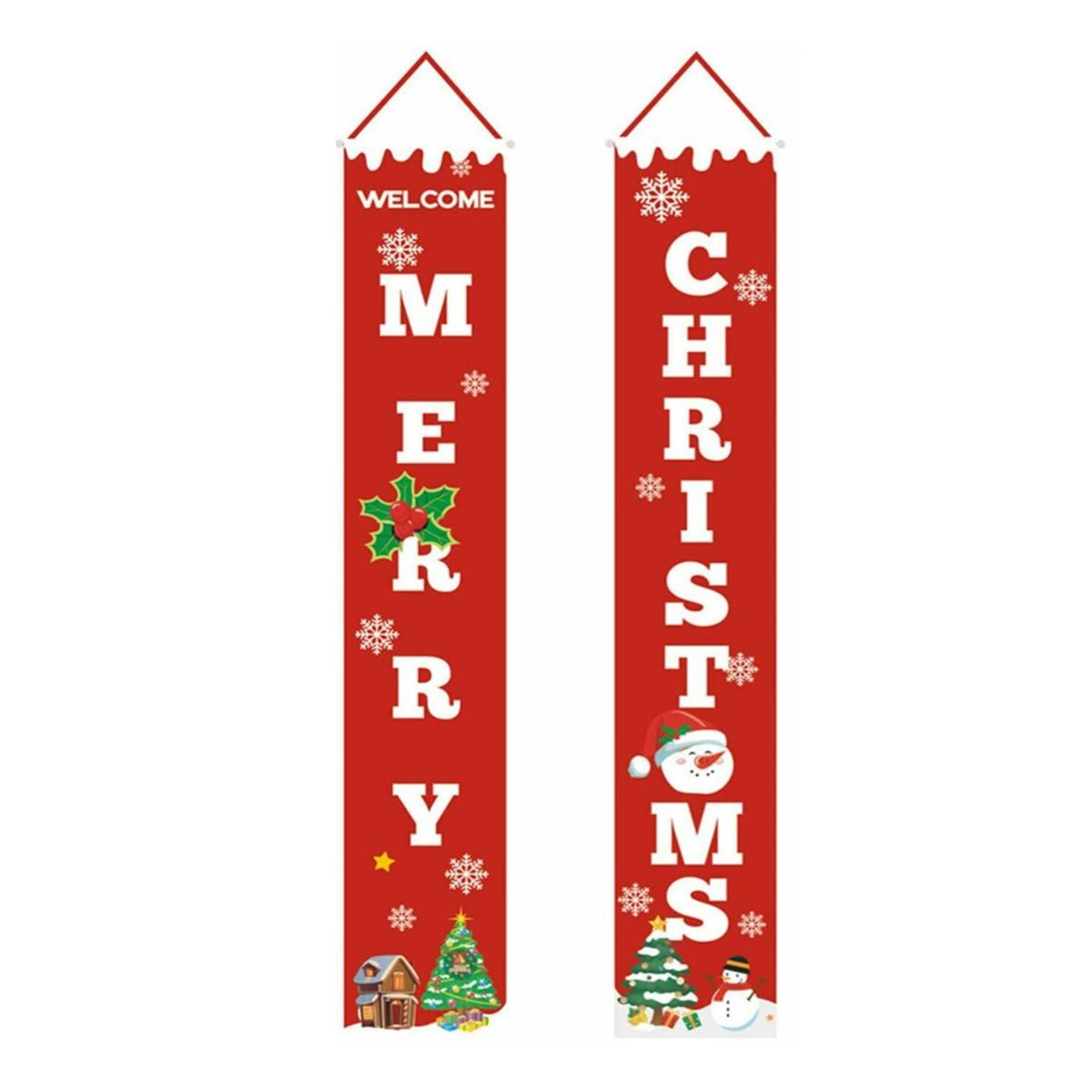 Счастливого Рождества Баннер Флаг Подвеска на дверь Вывеска для крыльца Декор для вечеринки Рождественское украшение
