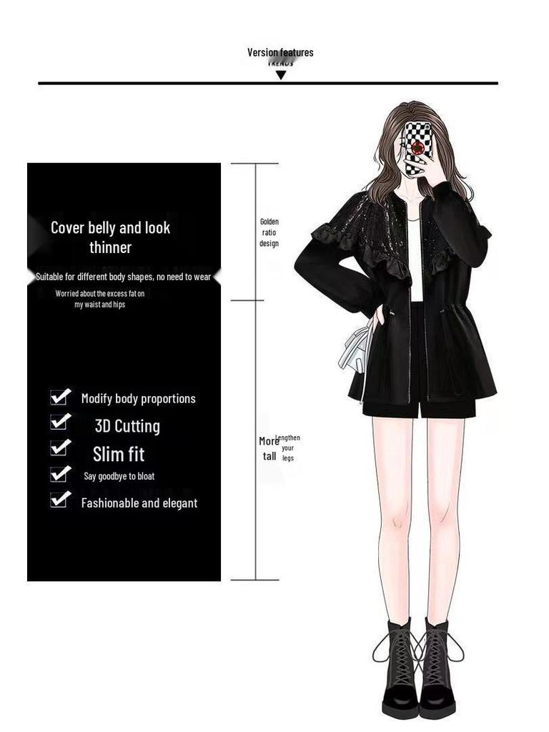 2025 Spring Trendy Waist-Hugging Sequin Jacket - Korean Fashion Inspired Hong Kong Style