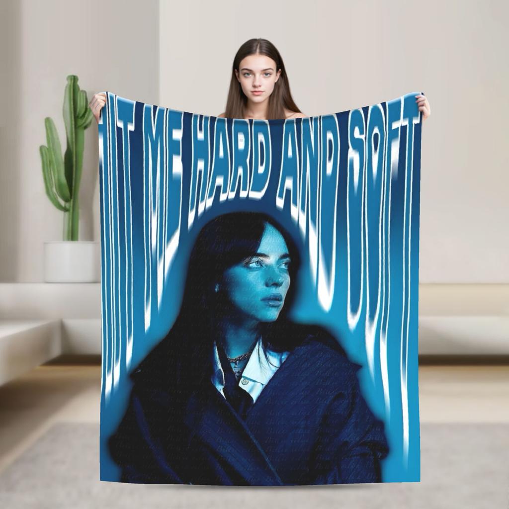 2025 Hit Me Hard And Soft Warm Soft Blanket Singer E-eilishes Tour Picnic Plush Throw Blanket Bed Flannel Bedspread Sofa Bed