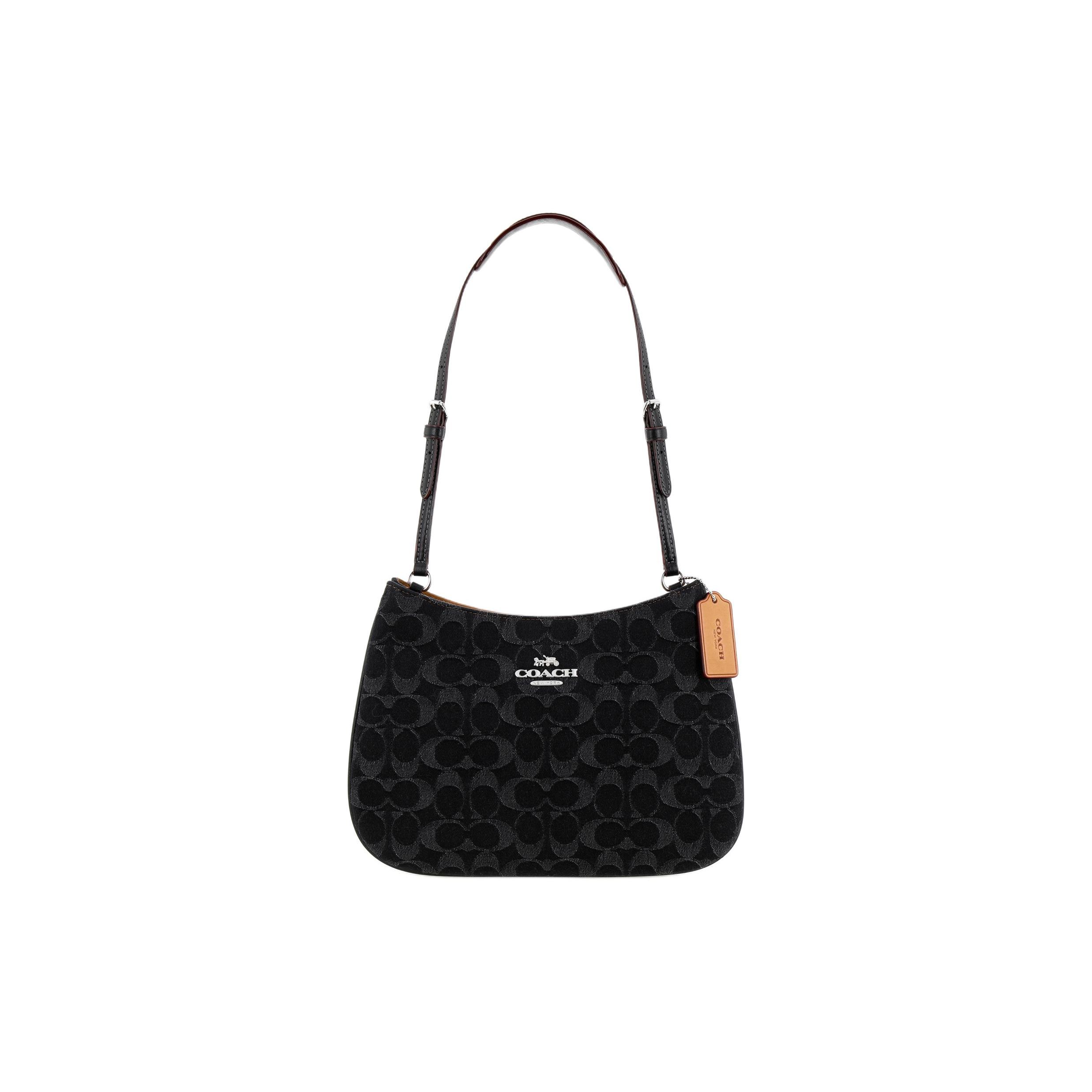 Coach Penelope 27 Snap Closure Iconic Denim Tote Shoulder Bag Large Women handbags Silver Black CP104-SVBK Basic Set (Bag+Dust Bag)