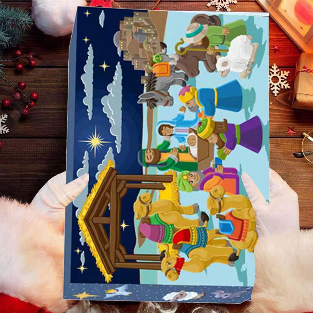 Weihnachtspuzzle für Erwachsene 24 Felder Krippe Jesus Puzzles Puzzle Kalender Religiöse Szene Winterfest Puzzle