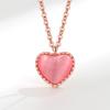 Ladies Elegant Gradient Color Moonstone Love Heart Pendant Necklaces
