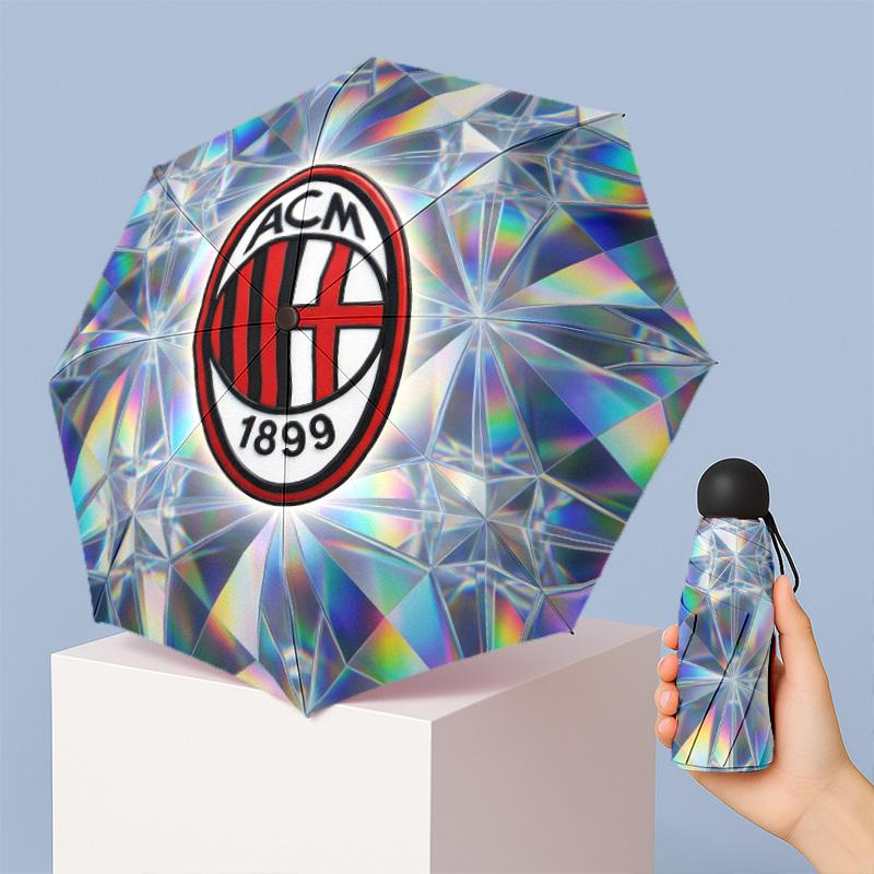 AC Milan Pattern Printed Mini 5 Folds 8 Ribs Compact Umbrella Windproof Waterproof Lightweight Portable Folding