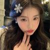 Pearl Christmas Hair Clip Silver Rhinestone Snowflake Hairpin Cute   Winter