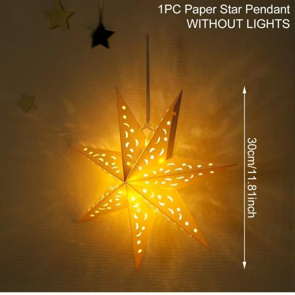 Gifts Hollow Out Star Hanging Pendants Paper Eid Mubarak Star Lampshade Lamp Cover Home Decorations