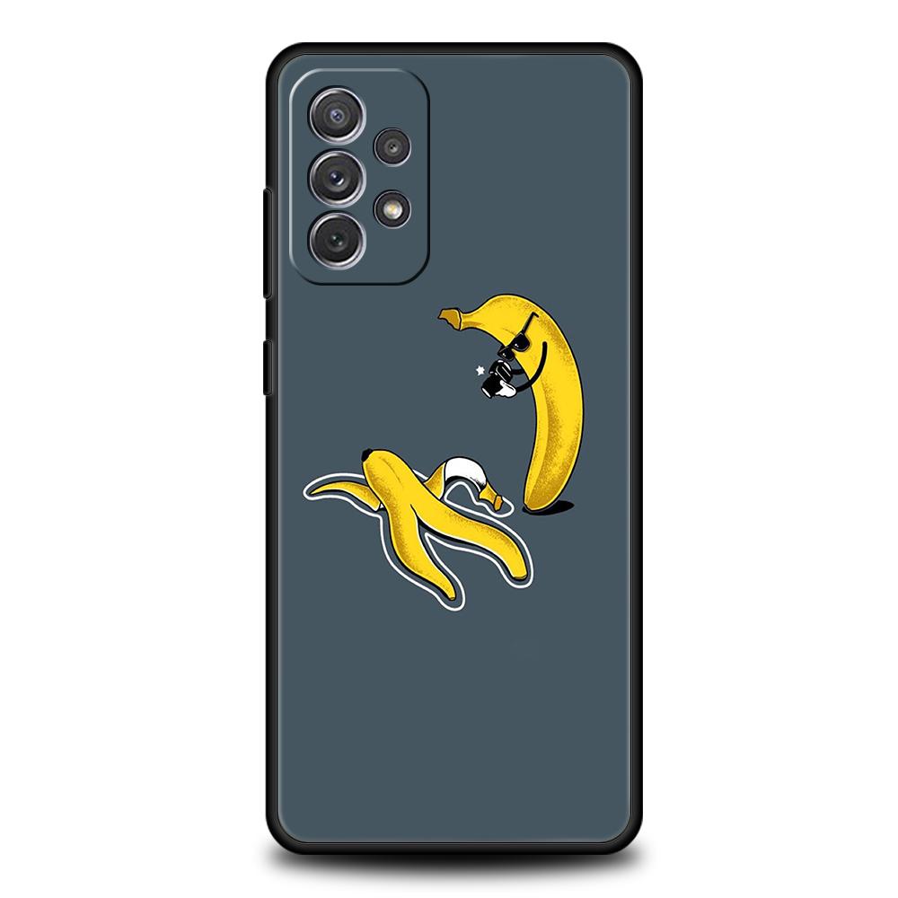 Phone Case for Samsung Galaxy A55 A53 A52 A52S A51 A41 A35 A32 A25 A23 A15 A13 A71 A72 5G Soft TPU Shell Funny Bite Apple Banana