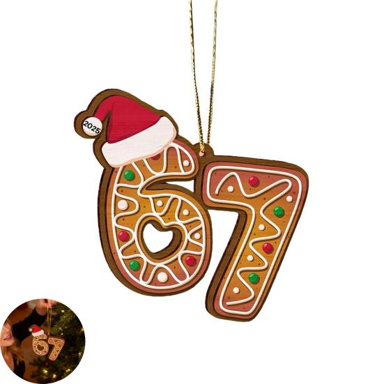 Christmas 67 Acrylic Ornament Six Seven Gingerbread Ornaments Funny 67 Meme Xmas Tree Decorations for Holiday Party Decor