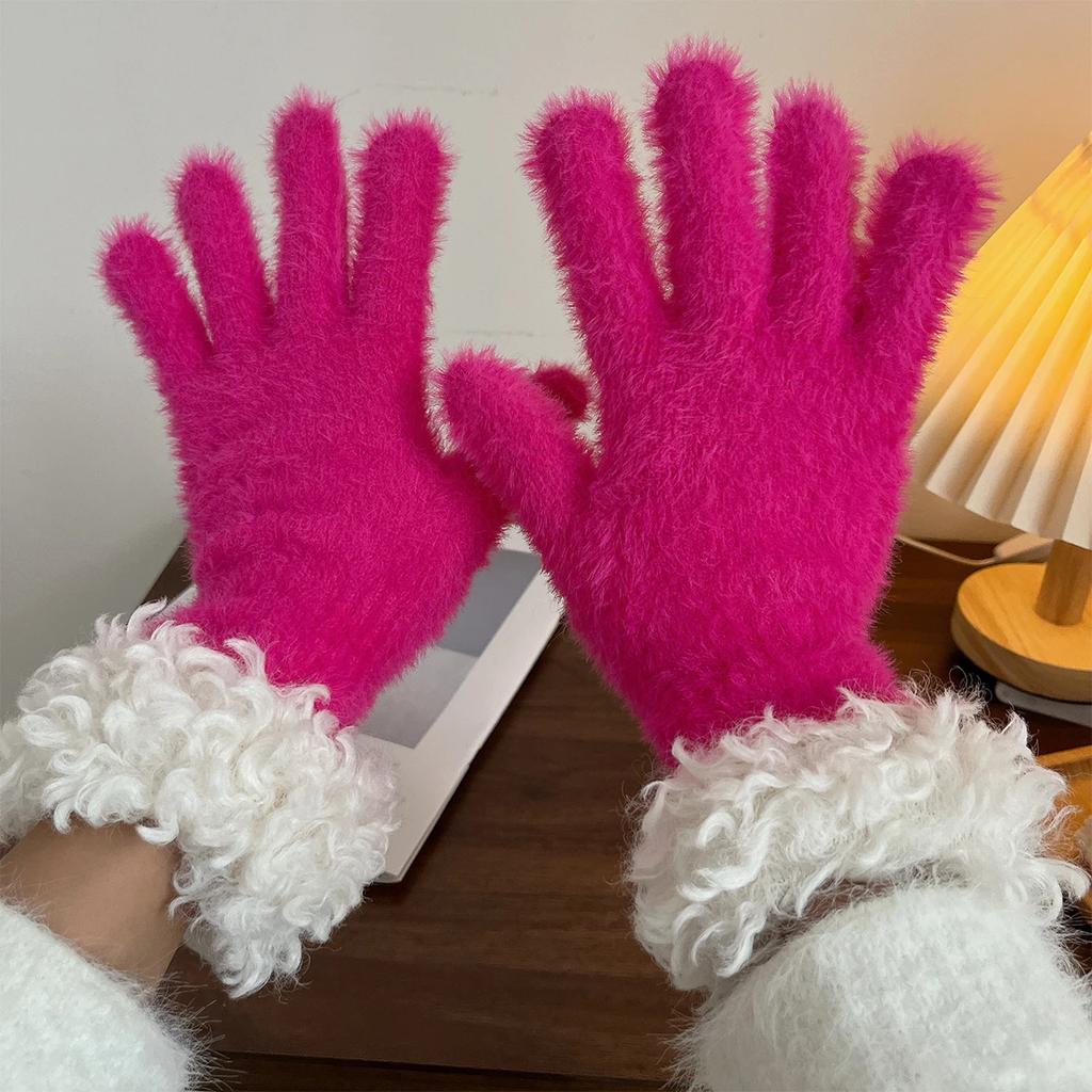 Thickened Knitted Winter Gloves Women's Touchscreen Compatible Fingerless Protector Warm Fleece Lined RChristmas Halloween Glove