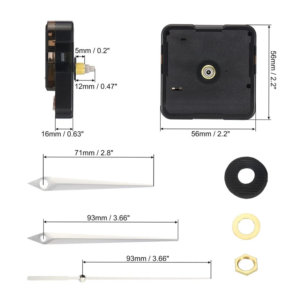 PATIKIL Clockwork Replacement Kit, 2 Sets, Quartz Clockwork, DIY Wall Clock Hands and Motor Kit, Repair Parts, Silver