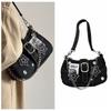 Canvas Underarm Bag Chain Denim Crossbody Bag Trendy Stars Denim Shoulder Bag  Girl