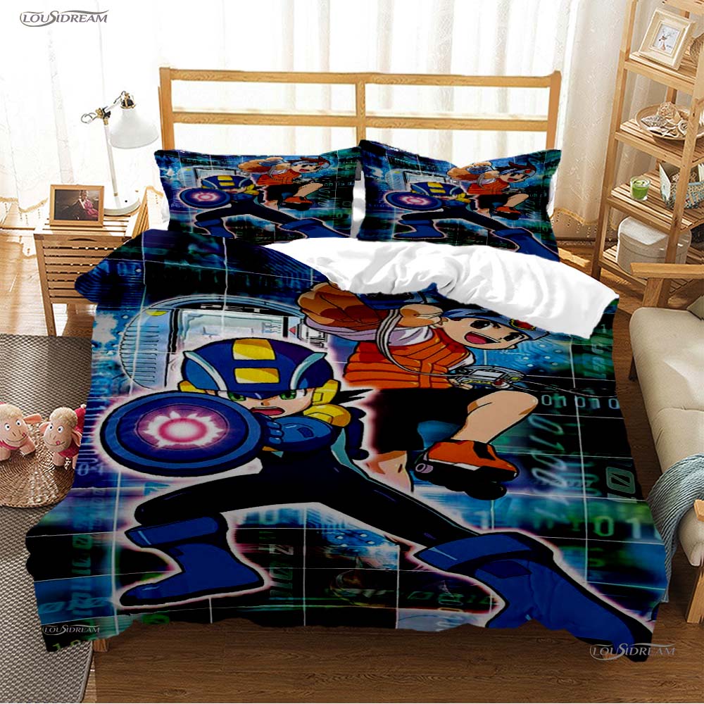 

Comforter Cartoon Rockman Megaman Game All Season Bedding Sets Soft And S For Single/Double/Queen/King Comforter (quilt)-EU Single(135*200cm)3pcs