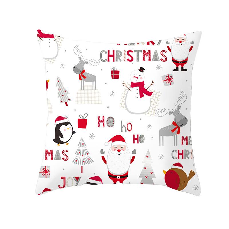 Cartoon Printed Peach Skin Christmas Pillow Cover New Sofa Cushion Cover Home Home Decoration