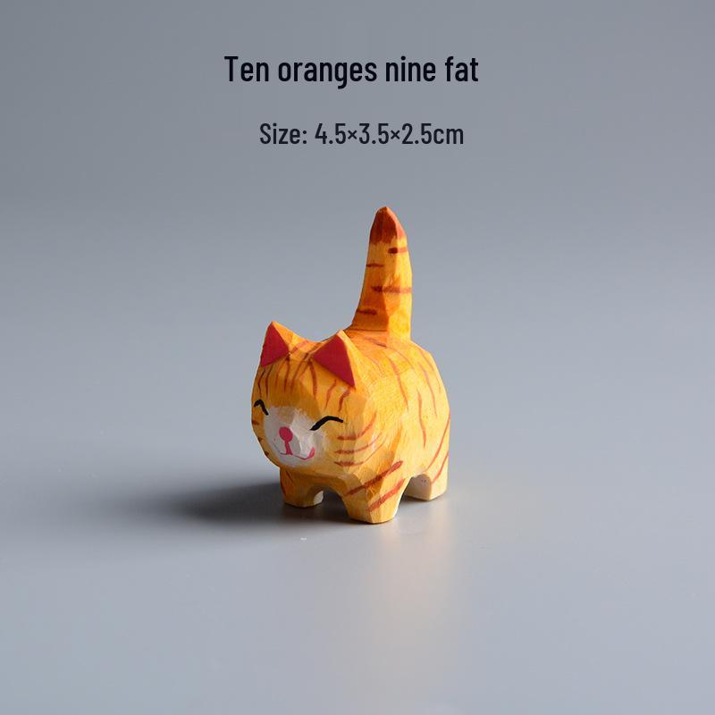 Handcrafted Wooden Cat Keychain Ornaments: Small Orange and Gray Cat Backpack Pendants