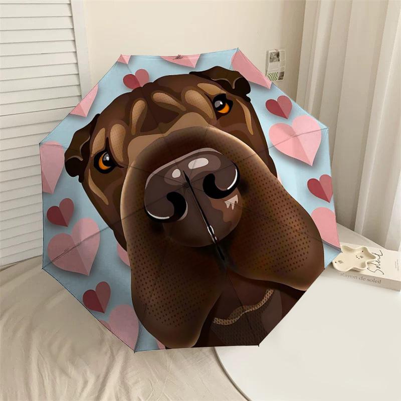 

1PC Dog Hearts Umbrella-8-Rib Reinforced Portable Folding Travel Suitable for All Seasons Outdoor Daily Use Is an Ideal Choice -F388