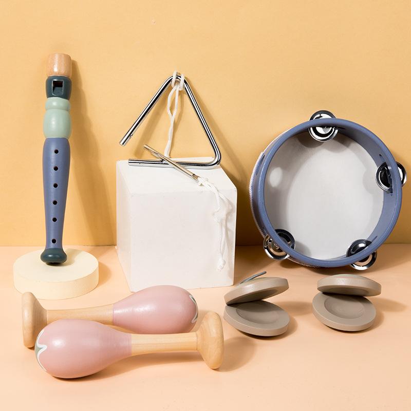 Wooden sand hammer xylophone tambourine Orff music combination set, baby early education sensory enlightenment educational toy