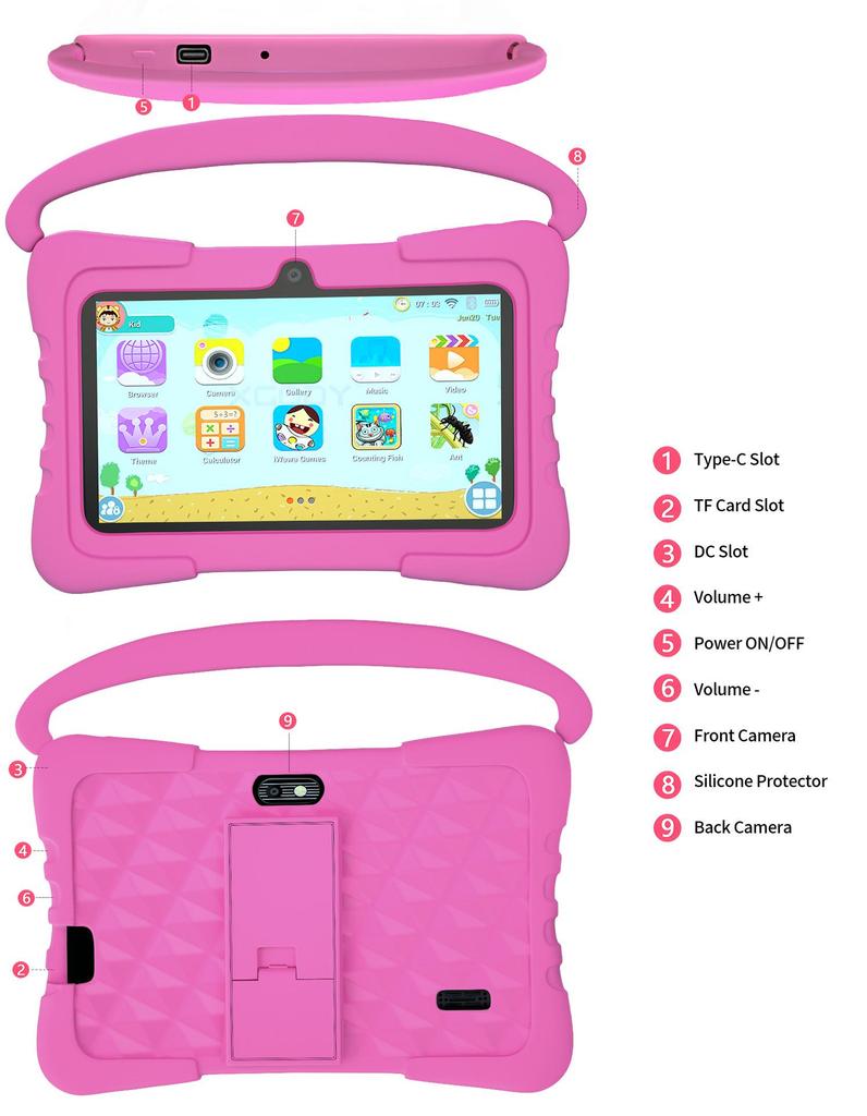 Παιδικό Tablet 7" Android Quad-Core με WIFI, Εκπαιδευτικές Εφαρμογές & Οθόνη IPS για Φωτογραφία και Διδασκαλία