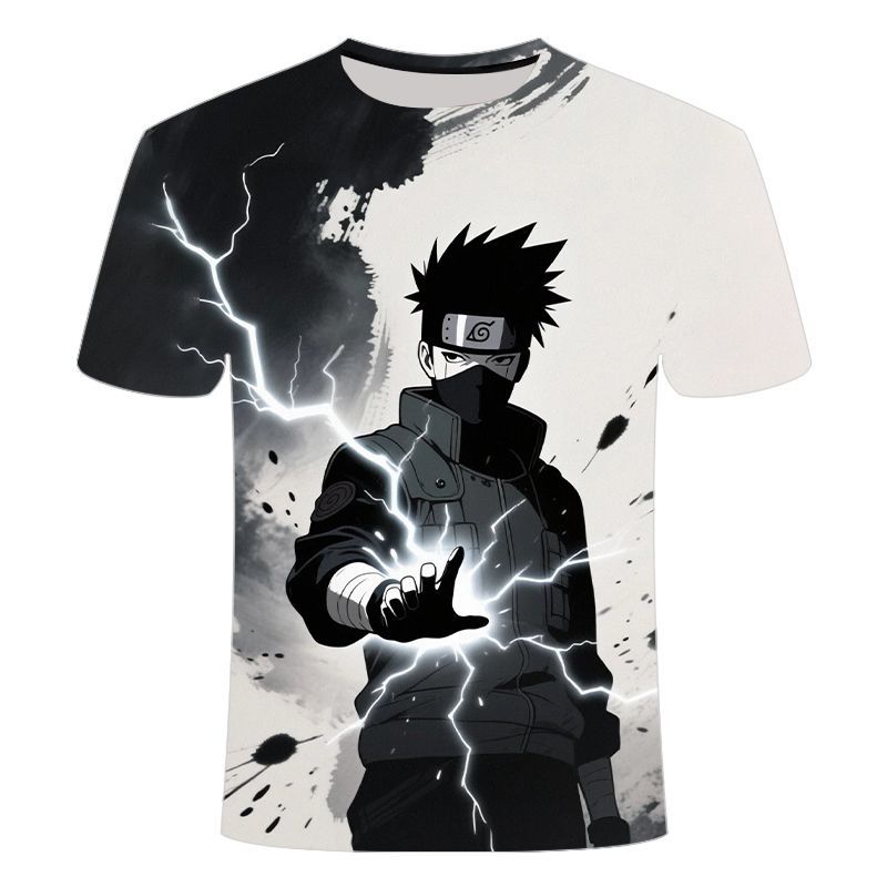 

2026 Summer New Stylish Naruto Anime Round-neck Short-sleeved 3D Digital Printed T-shirt, A Versatile Top for Students 110