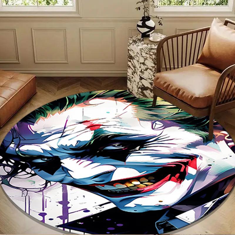 Cool Clown Pattern Round Rug for Livingroom,Bedroom, Palyroom, Chair Rug, Area Rug, Circle Carpet, Large Size Fan Christmas Gift