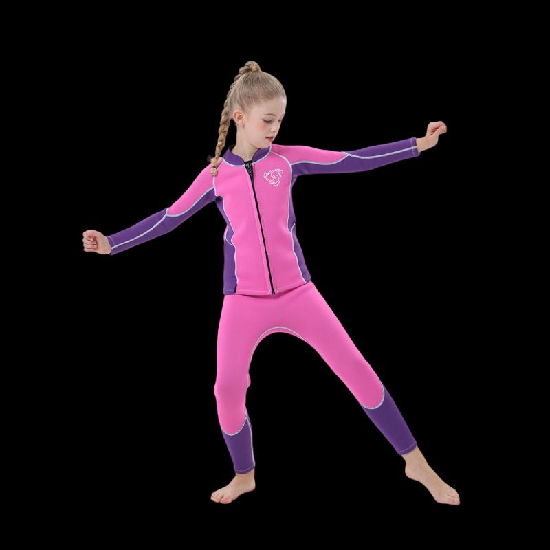 Kids  Split Wetsuit Set - Warm Cartoon Long-Sleeve & Pants S