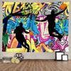 Tapisserie murale Basketball Graffiti Vibrant Art mural Sport intérieur Pop Graffiti Décor de rue Décoration Chambre athlétique moderne Canva