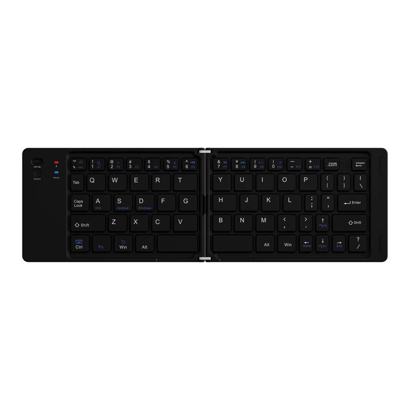 Tragbare Bluetooth-Tastatur mit Doppelfaltung für mobile Geräte und Laptops
